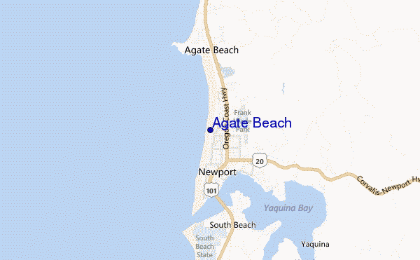 mapa de localização de Agate Beach
