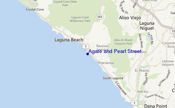 mapa de localização de Agate and Pearl Street