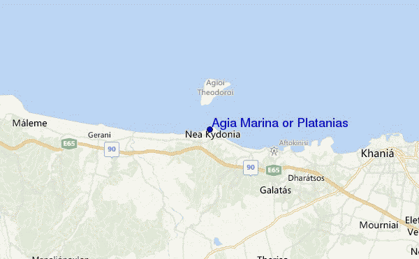 mapa de localização de Agia Marina or Platanias