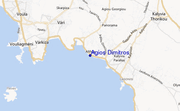 mapa de localização de Agios Dimitros