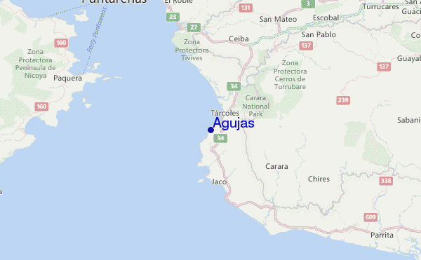 Agujas Location Map