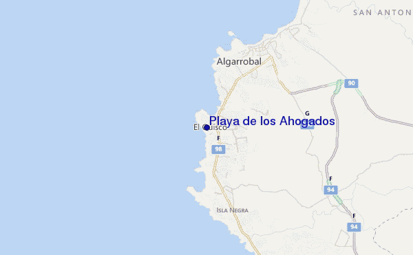 mapa de localização de Playa de los Ahogados