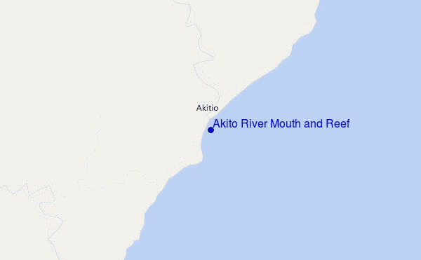 mapa de localização de Akito River Mouth and Reef