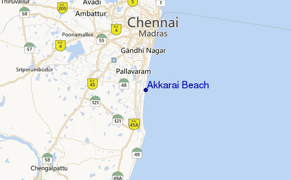 Akkarai Beach Location Map