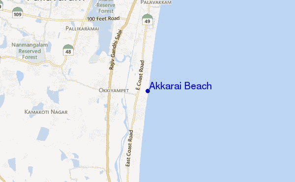 mapa de localização de Akkarai Beach