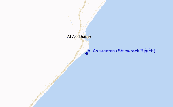 mapa de localização de Al Ashkharah (Shipwreck Beach)