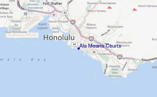 mapa de localização de Ala Moana Courts