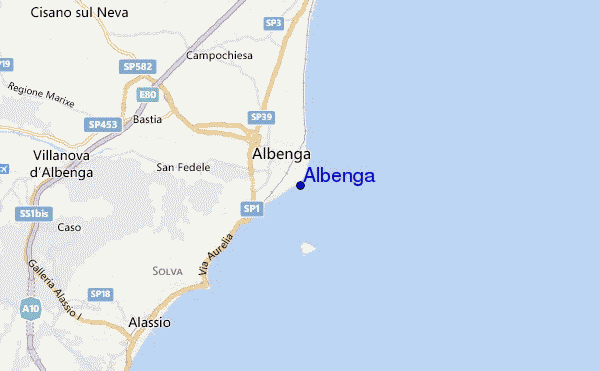 mapa de localização de Albenga