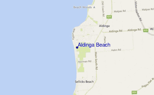 mapa de localização de Aldinga Beach