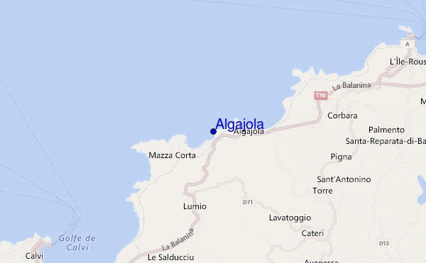 mapa de localização de Algajola