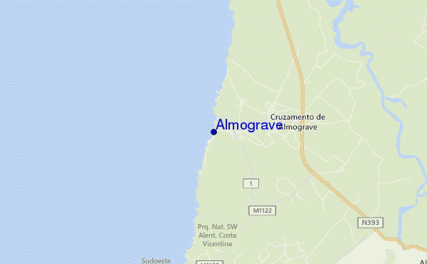 mapa de localização de Almograve