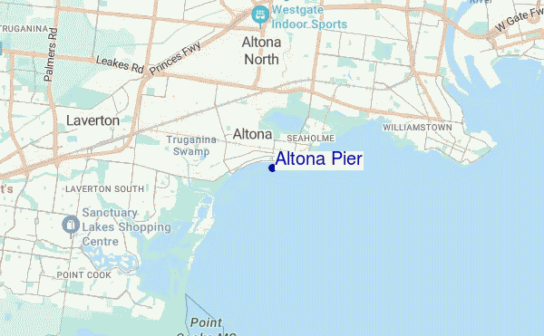 mapa de localização de Altona Pier