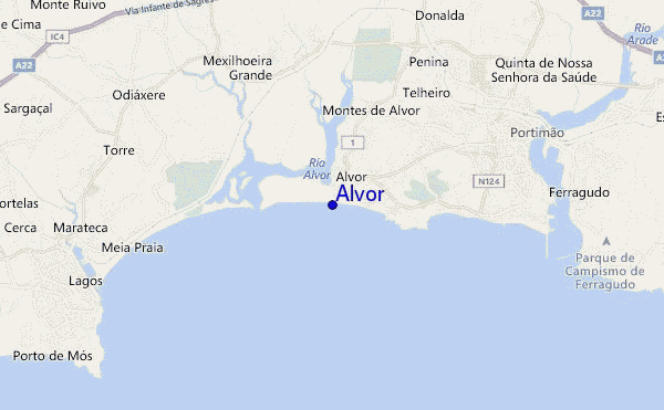 mapa de localização de Alvor