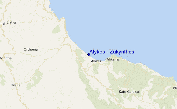 mapa de localização de Alykes - Zakynthos