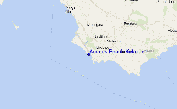 mapa de localização de Ammes Beach Kefalonia