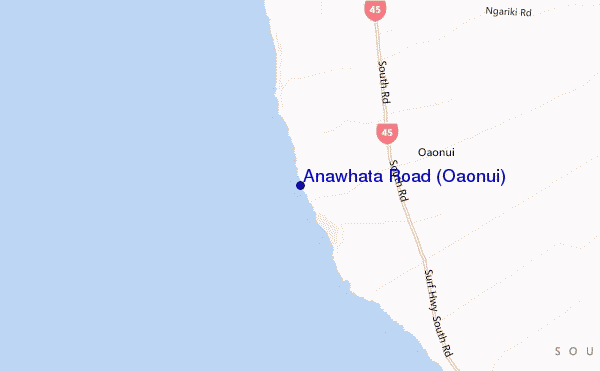 mapa de localização de Anawhata Road (Oaonui)
