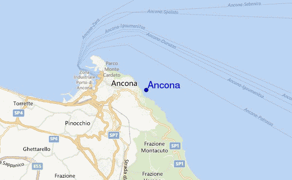 mapa de localização de Ancona