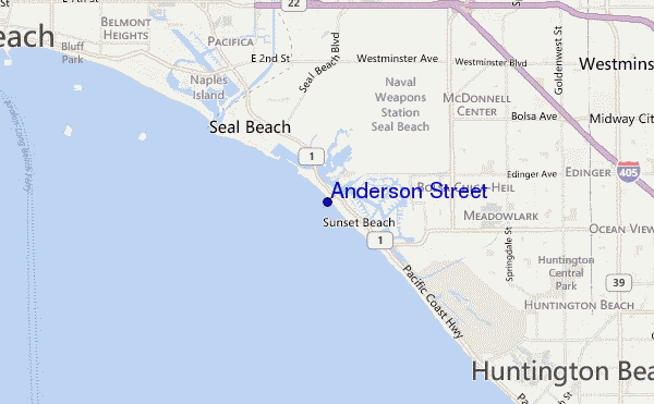 mapa de localização de Anderson Street