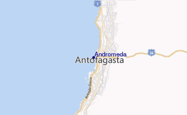 mapa de localização de Andromeda