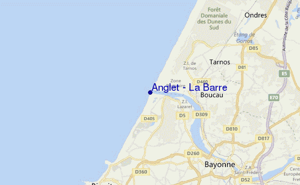 mapa de localização de Anglet - La Barre