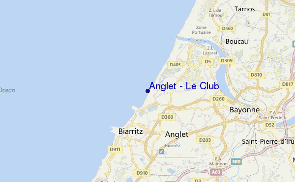 mapa de localização de Anglet - Le Club