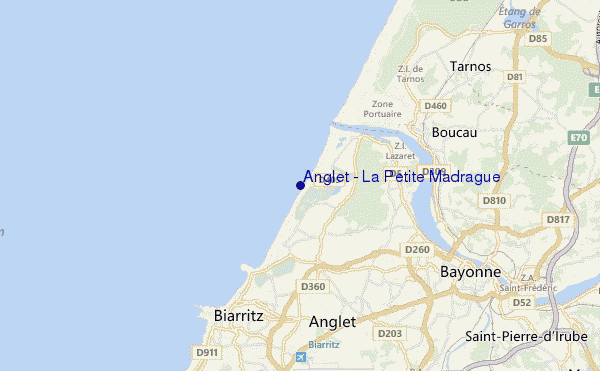 mapa de localização de Anglet - La Petite Madrague