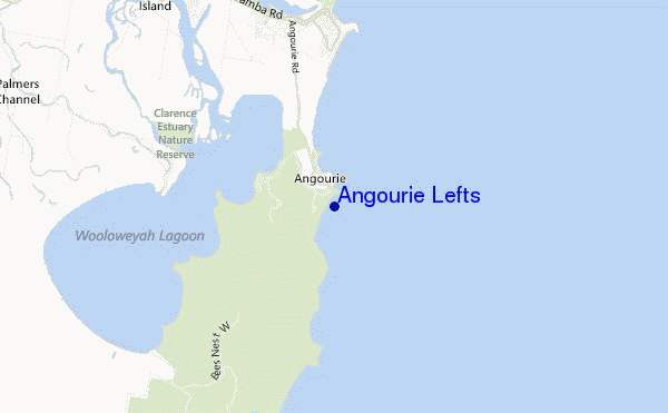 mapa de localização de Angourie Lefts