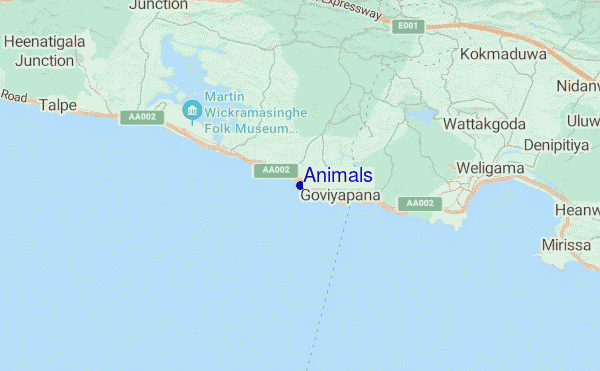 mapa de localização de Animals