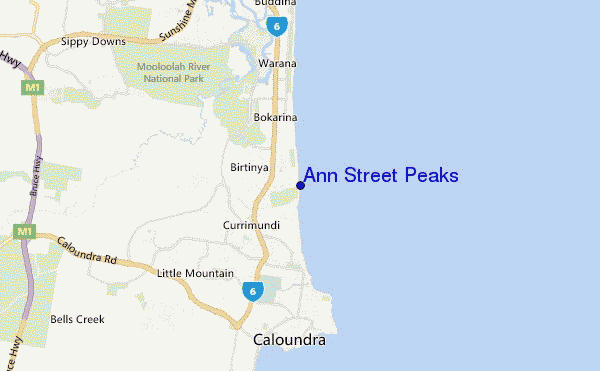 mapa de localização de Ann Street Peaks