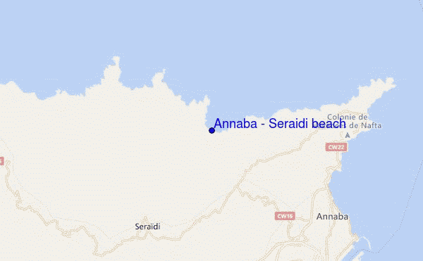 mapa de localização de Annaba - Seraidi beach