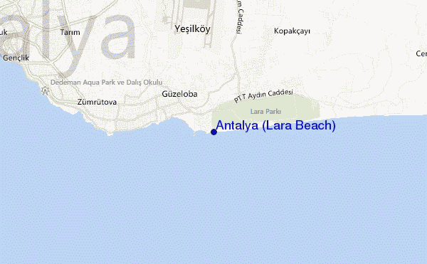 mapa de localização de Antalya (Lara Beach)