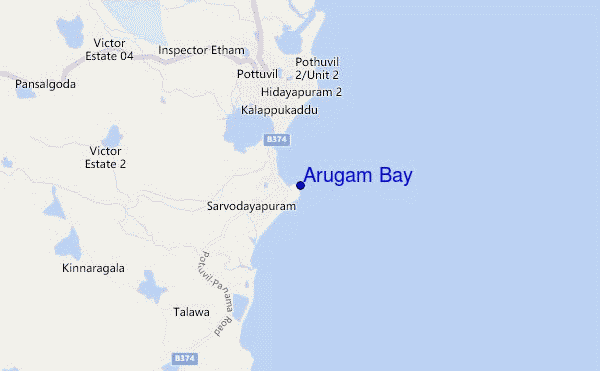 mapa de localização de Arugam Bay