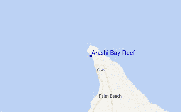 mapa de localização de Arashi Bay Reef