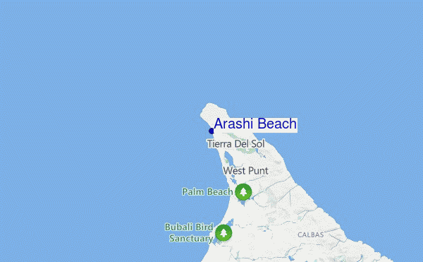 mapa de localização de Arashi Beach