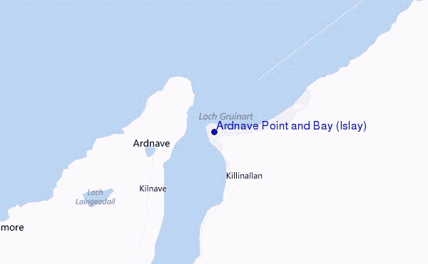 mapa de localização de Ardnave Point and Bay (Islay)
