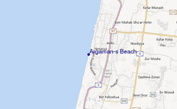 mapa de localização de Argaman's Beach