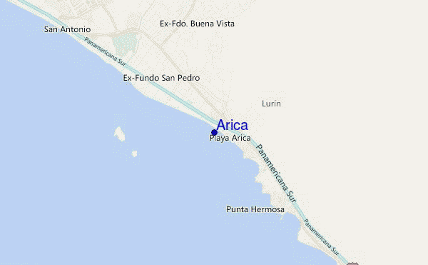 mapa de localização de Arica
