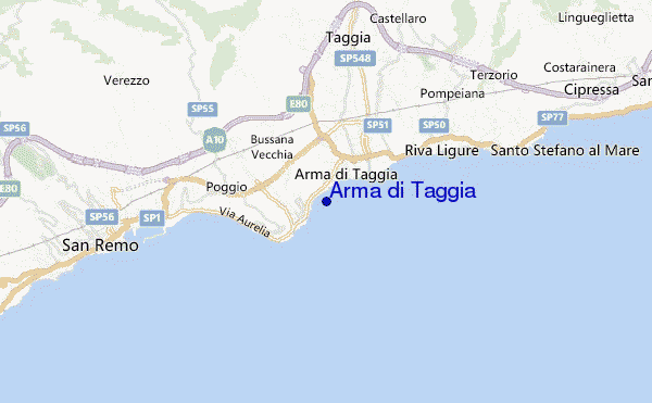 mapa de localização de Arma di Taggia