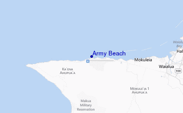 mapa de localização de Army Beach