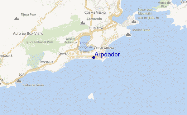 mapa de localização de Arpoador