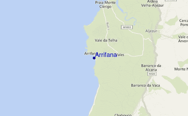 mapa de localização de Arrifana