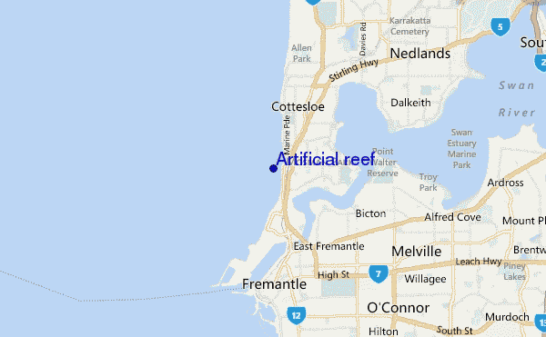 mapa de localização de Artificial reef