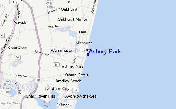 mapa de localização de Asbury Park