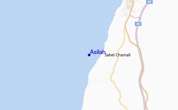 mapa de localização de Asilah