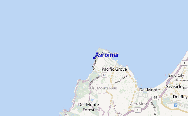 mapa de localização de Asilomar