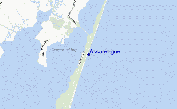 mapa de localização de Assateague