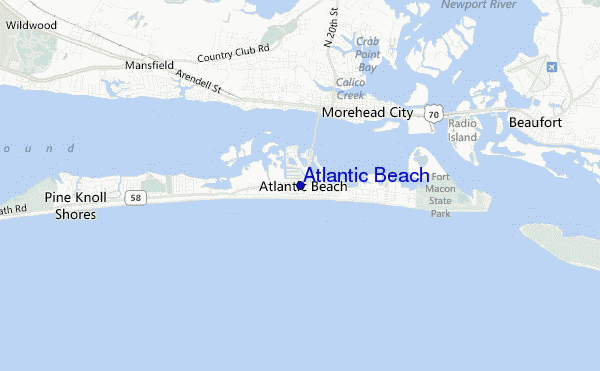 mapa de localização de Atlantic Beach