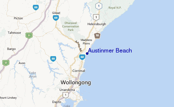 Austinmer Beach Location Map