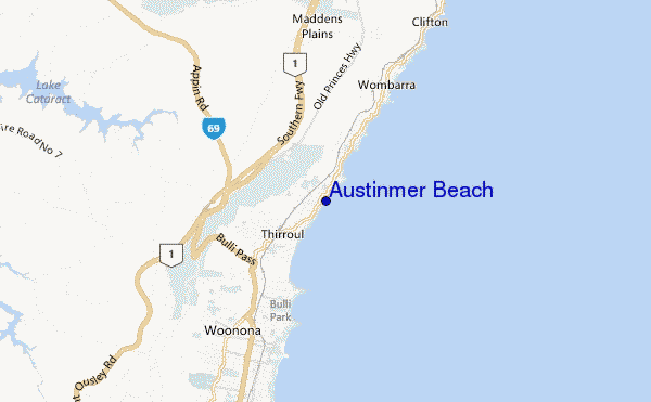 mapa de localização de Austinmer Beach