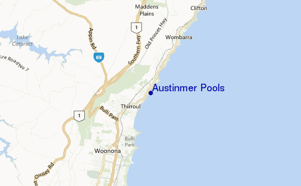 mapa de localização de Austinmer Pools
